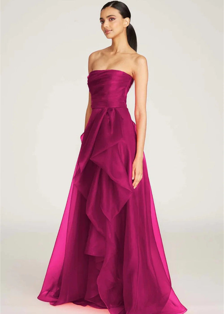 Beautiful Strapless Organza Layered Evening Formal Dresses