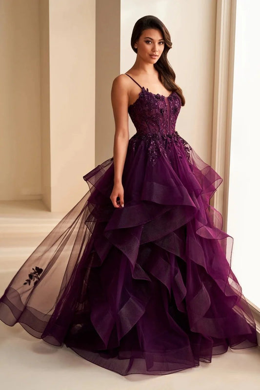 Beautiful Tulle Layered Beaded A-Line Formal Dress