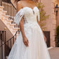 A-Line Wedding Dress Lace With Detachable Bishop Sleeves WD4002