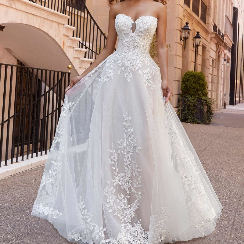 strapless option lace wedding dress-formal elegance