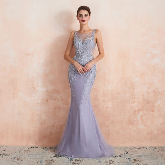  lavender beaded sequin mermaid gala dress-formal elegance