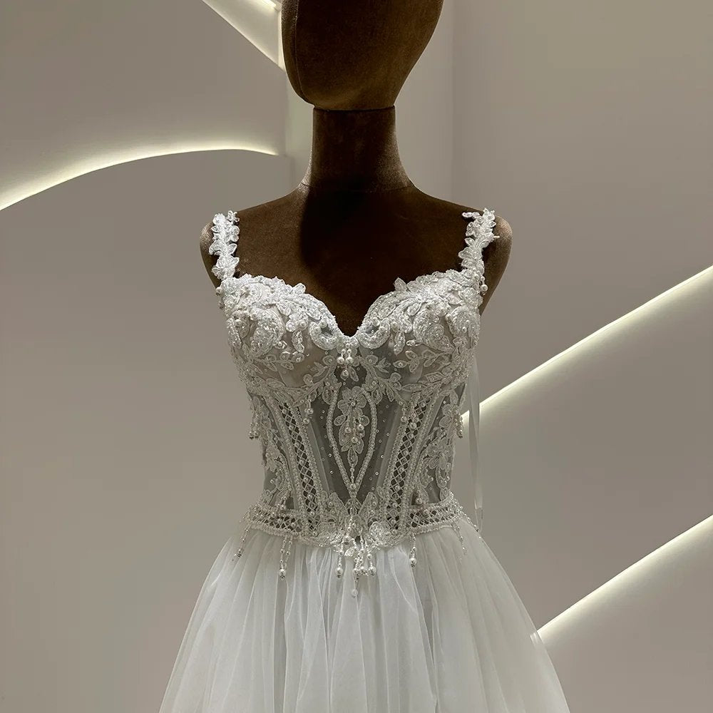 Boho Beach Bride A-Line Sweetheart Wedding Dress