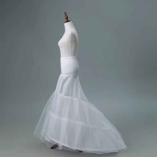white mermaid trumpet wedding dress petticoat-formal elegance 