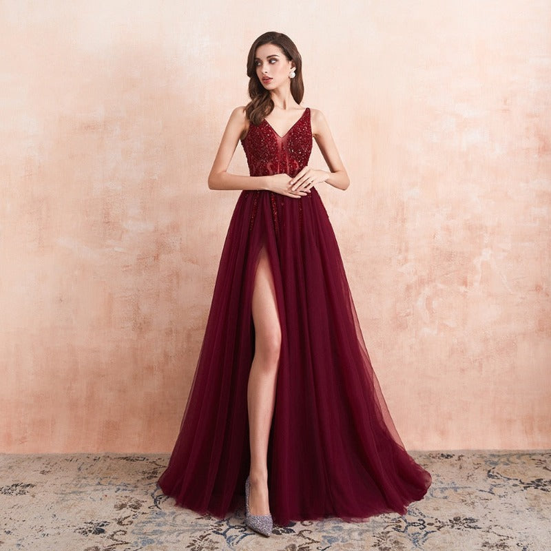 burgundy formal tulle sequin gala gown ev1011-formal elegance