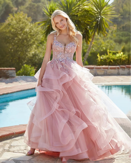 Custom Colour Glitter Lace Fluffy Formal Party Dress