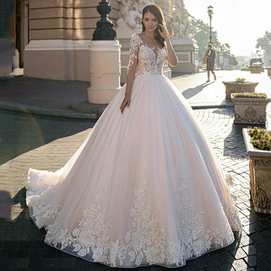 champagne ball gown wedding dress-formal elegance