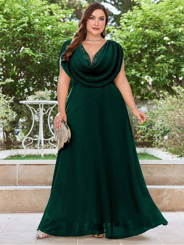 Green Plus Size With Sequins Evening Dress Size 26