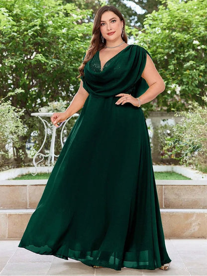 Green Plus Size With Sequins Evening Dress Size 26