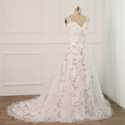 Pretty Floral Sweetheart Beading Sequins Tulle Wedding Dress