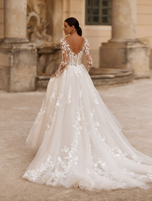 Illusion Lace Long Sleeves Wedding Dress