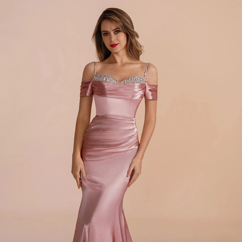 sweetheart neckline with pearls and sequins embellishments-formal elegance