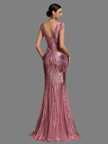 Sleeveless Sequins Mermaid Formal Evening Party Dresses