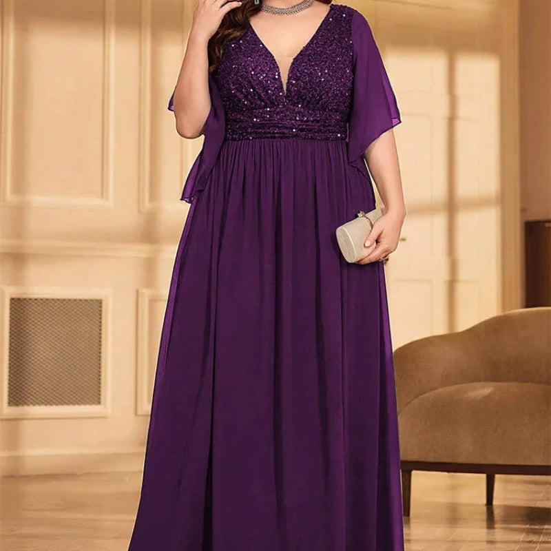 dark purple plus size dress AOMEI Women's Irregular V Neck Long Sleeve Peplum Slim Maxi Formal (L,Large) : Clothing, Shoes & Jewelry up front and elastic waistband so that the dress flatters your frame Plus Size Women's Deep Purple