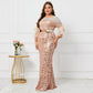 Rose Gold Sequin Plus Size Evening Dress-Formal Elegance