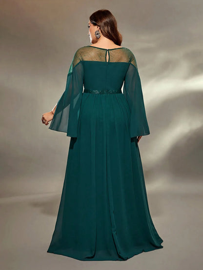 a-line green evening formal dress