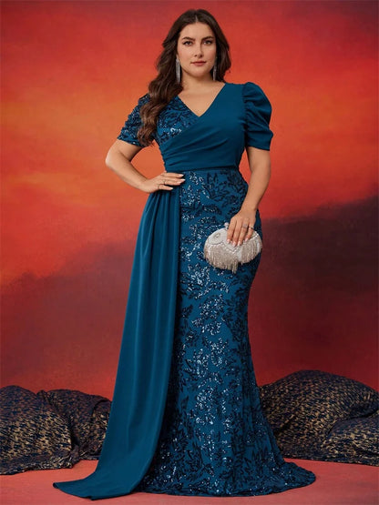 Plus Size Sequins Evening Formal Dress
