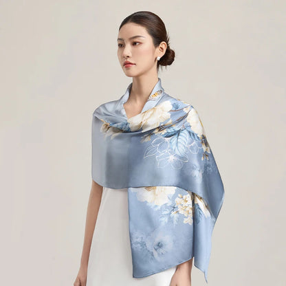 Women Silk Floral Scarf Shawl Wrap