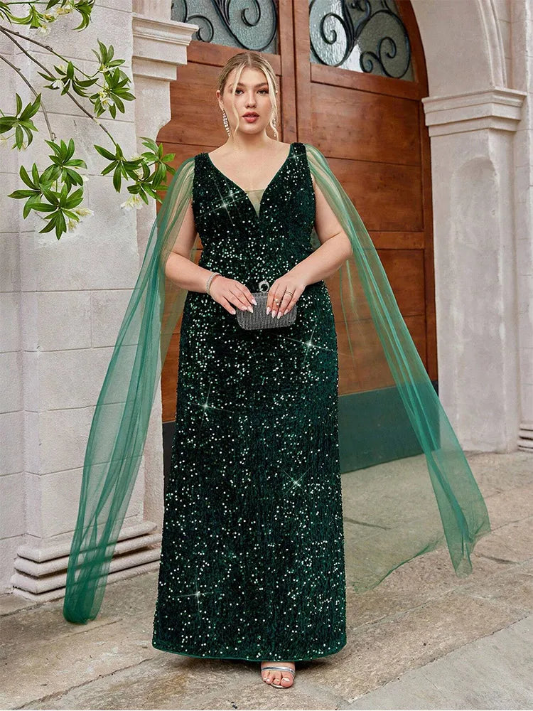 dark green velvet with sequins evening dress-formal elegance