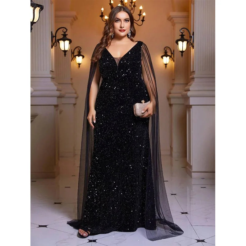 black velvet with sequins evening dress-formal elegance