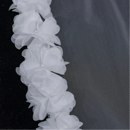 Veil 3D Flowers 2 Tier Bridal Veil With Blusher