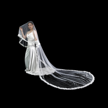 Veil 3D Flowers 2 Tier Bridal Veil With Blusher