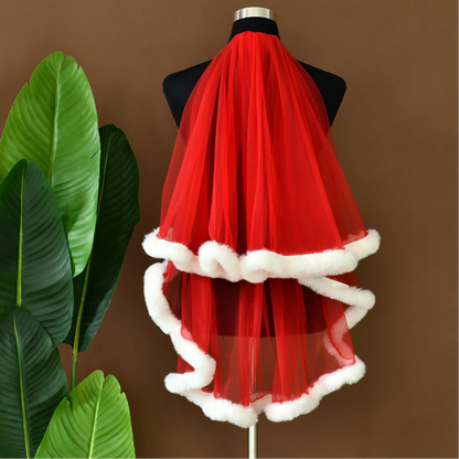 White Red Party Veil For Christmas Birthday Hens Party