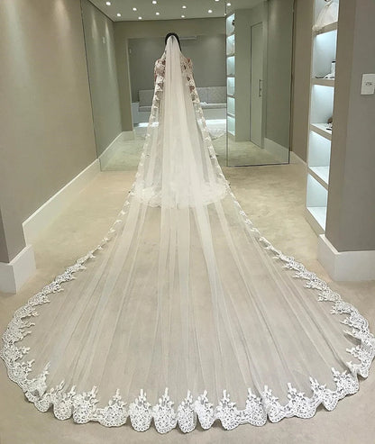 Cathedral One Layer Stunning Lace Edge Wedding Veil