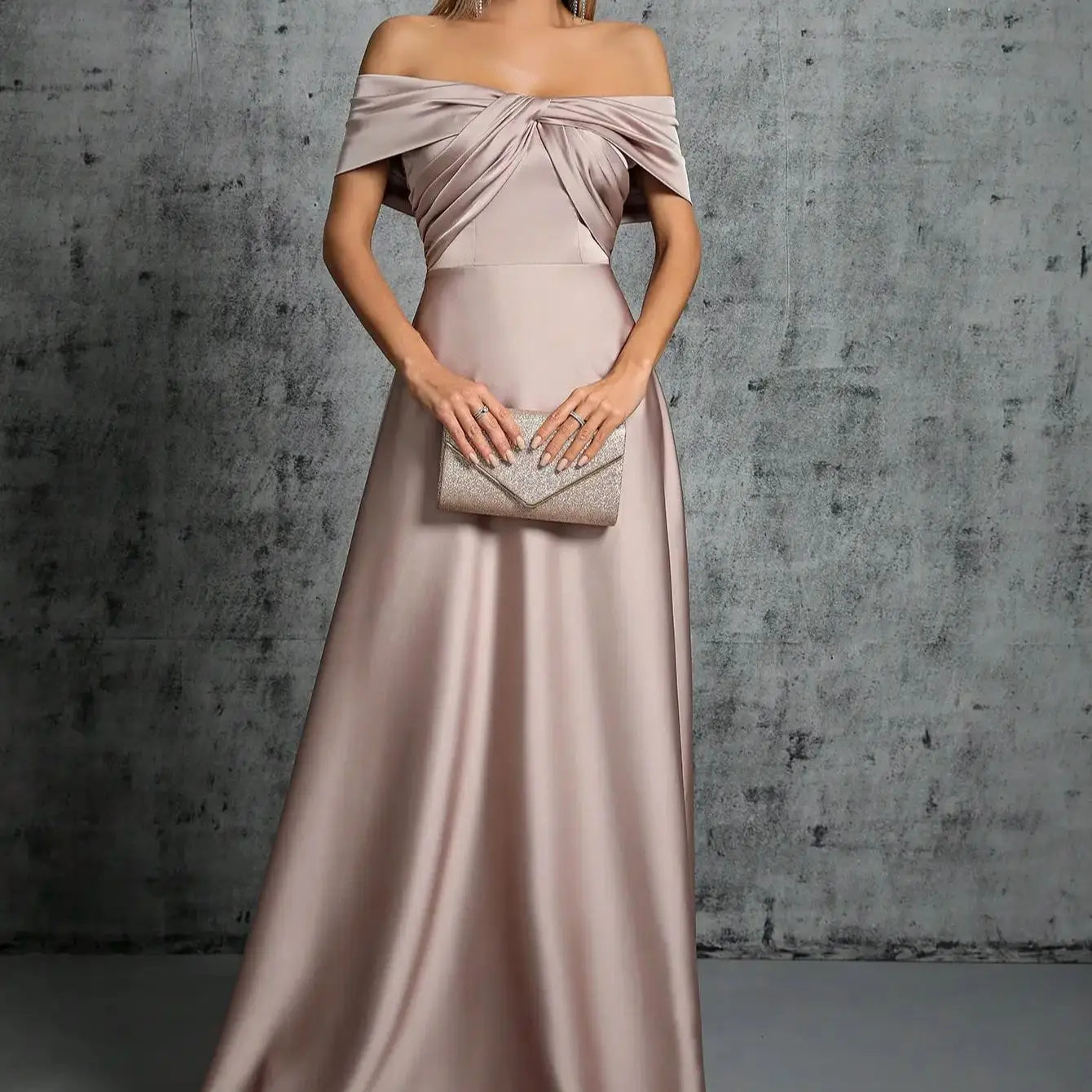 Off The Shoulder Strapless Satin Long Party Dress-Formal Elegance