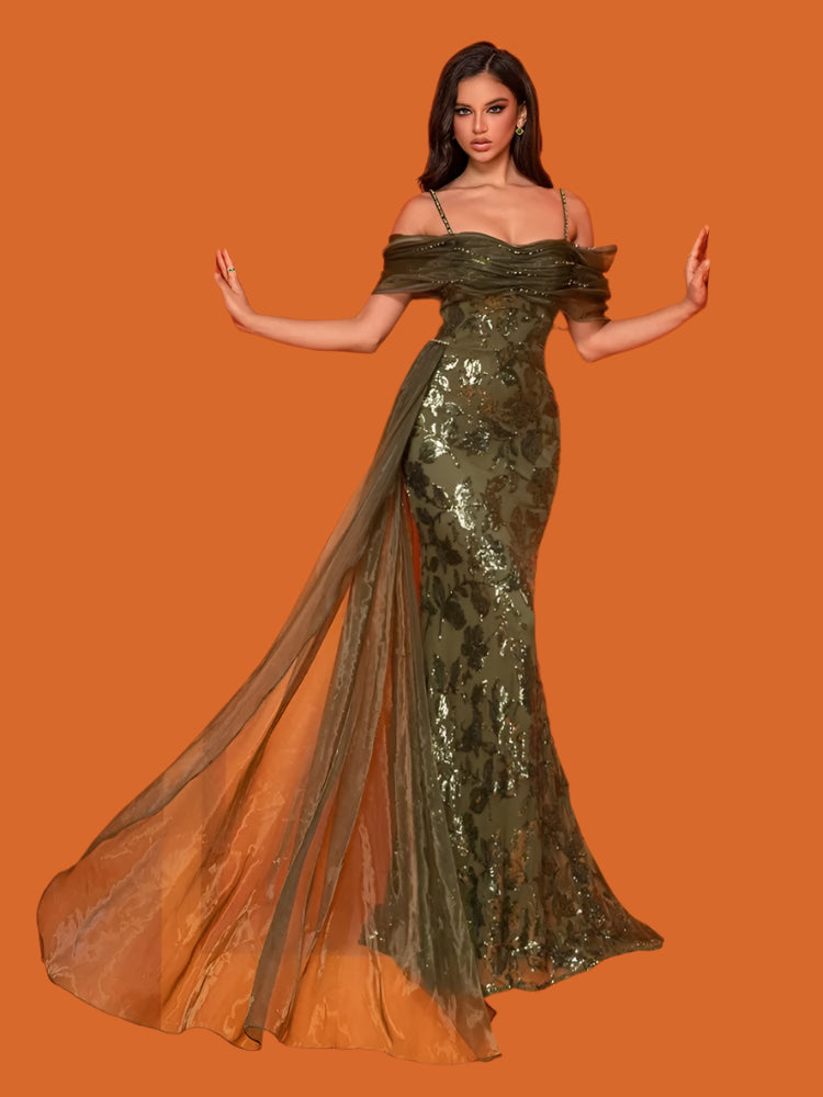 Off Shoulder Sequins Evening Party Dress