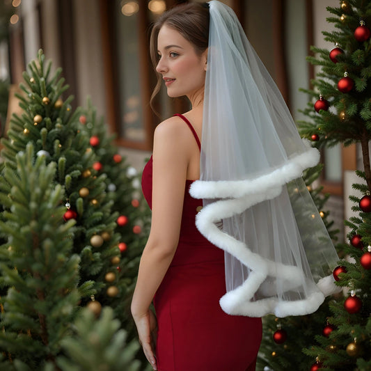 White Red Party Veil For Christmas Birthday Hens Party
