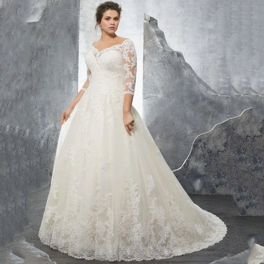 lace plus size wedding gown-formal elegance