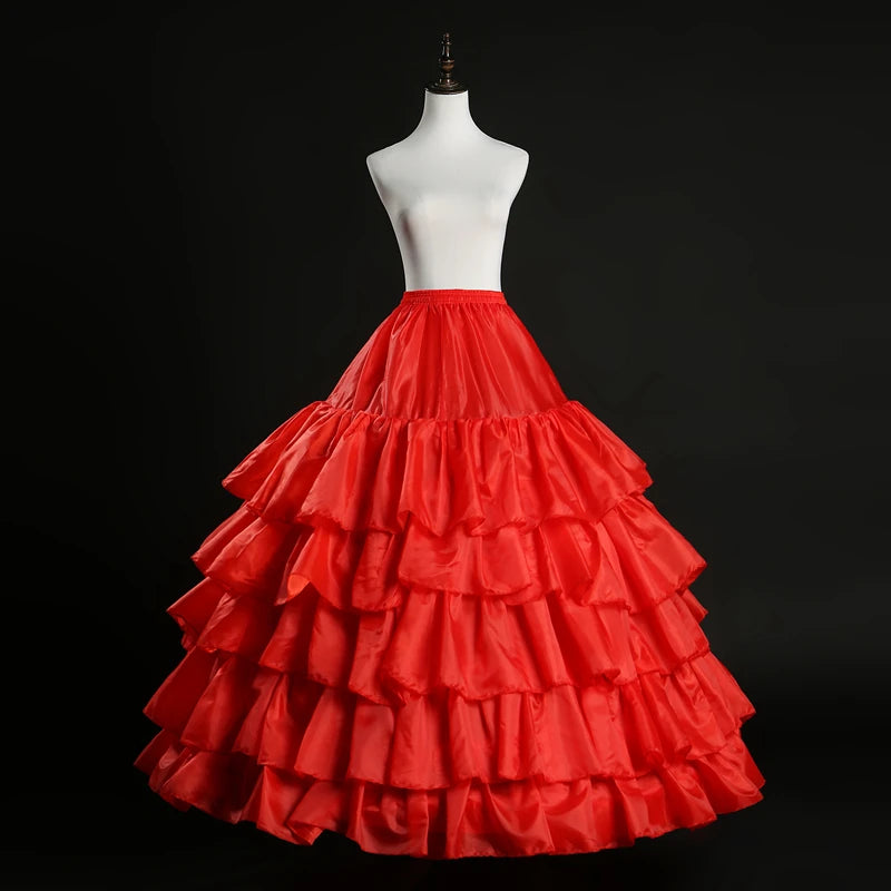 red hoop ruffle petticoat