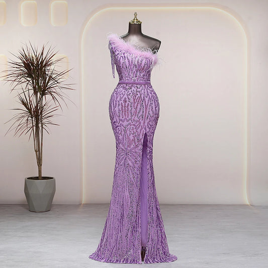 purple sequins mermaid evening gown-formal elegance