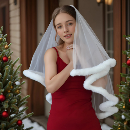 White Red Party Veil For Christmas Birthday Hens Party