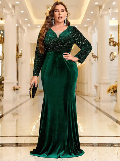 green velvet with sequins mermaid party dress