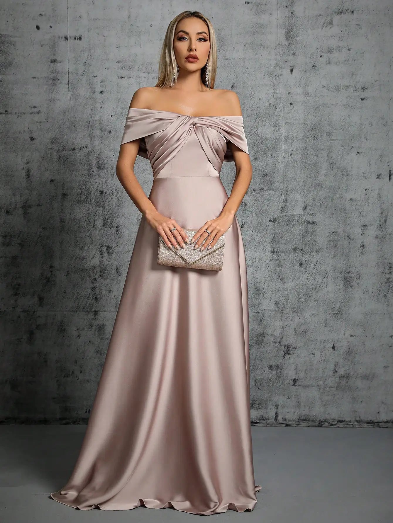 Off The Shoulder Strapless Satin Long Party Dress