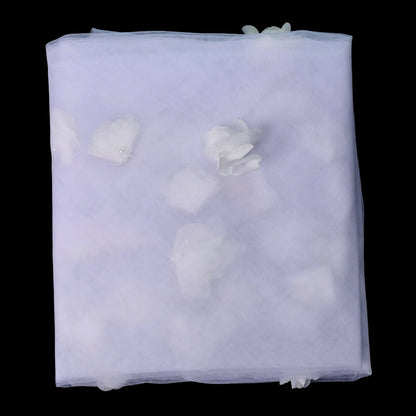 Long White 3D Flowers Blusher Wedding Veil