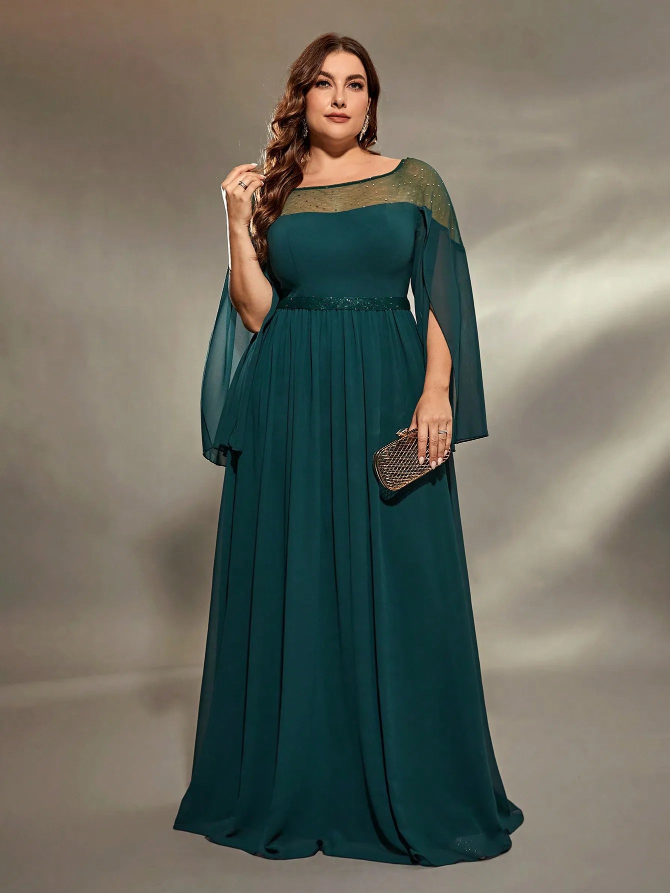 green chiffon a-line formal dress 