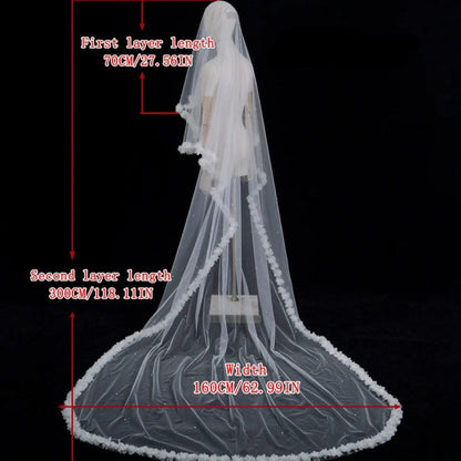 Veil 3D Flowers 2 Tier Bridal Veil With Blusher