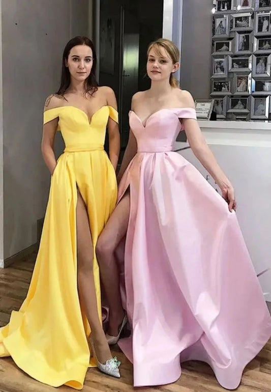 pink and yellow satin year 12 formal dresses-formal elegance