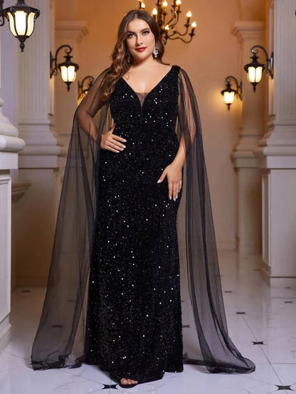 velvet with sequins evening dress-formal elegance