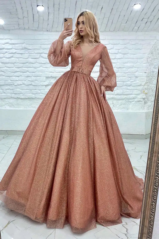 pink glitter formal ball gown dress-formal elegance