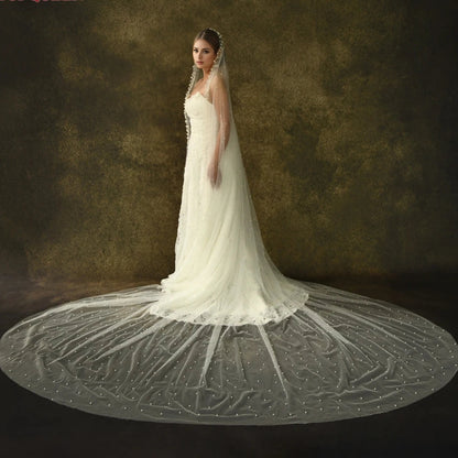 Pearls White Multi Length Wedding Veil