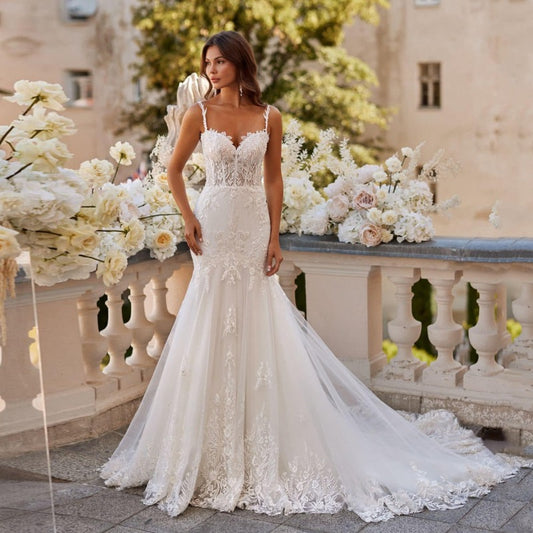 mermaid trumpet lace wedding dress-formal elegance