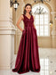 burgundy satin with sequinned bodice formal dress-formal elegance
