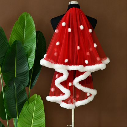 White Red Party Veil For Christmas Birthday Hens Party