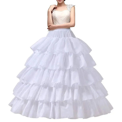 white 5 hoops and ruffles ball gown petticoat