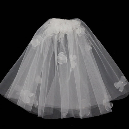 Short Bridal Veil With Flowers