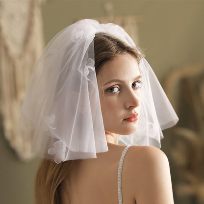 Short Bridal Veil With Flowers