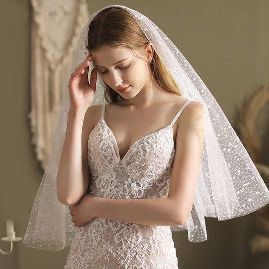 Short Wedding Veil With Stars